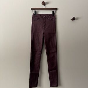 H&M DENIM HIGH WAIST JEGGINGS & DENIM COATED SKINNY PANTS PLUM COLOR SIZE 25